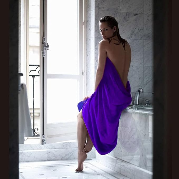 MYLSMPLE Microfiber Luxury Bath Sheet Extra Large Bath Towel Fast Drying Beach Towel (36 Inch X 72 Inch, Purple)