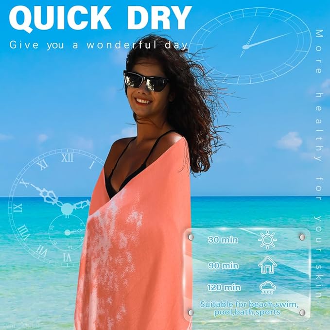 2 Pack Turkish Beach Towel Quick Dry Absorbent Cotton Lightweight Thin Bathroom Bath Pool Swim Towels Extra Large Oversized Sand Free Beach Accessories Essentials Stuff Cloud Adults Gift