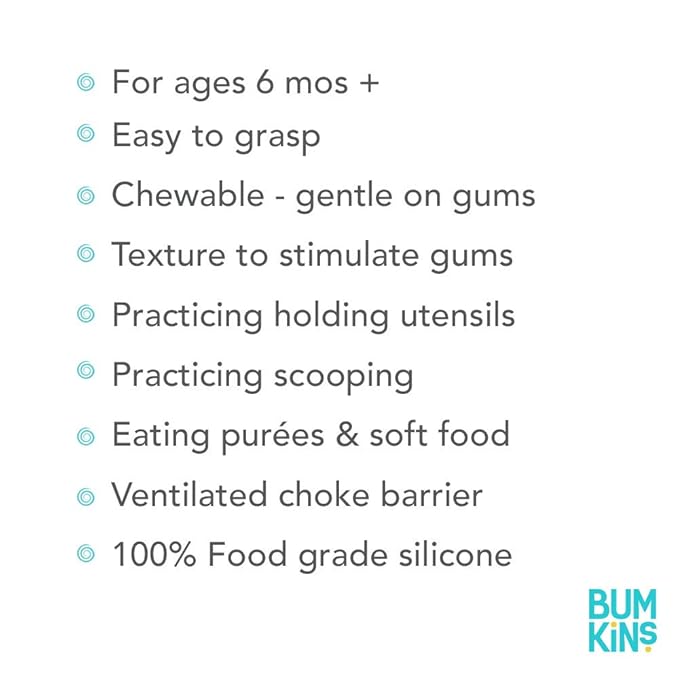 Bumkins Disney Baby Utensils Set, Chewtensils Silicone Spoons for Dipping, Self-Feeding, Baby Led Weaning, Trainer Learning First Stage Stage Eating, Fork and Spoon, Babies 6 Months, Mickey Mouse