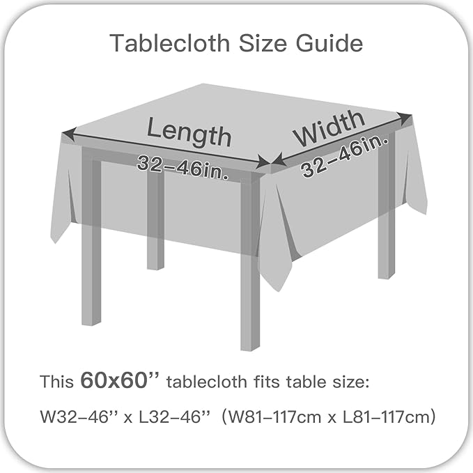 maxmill Square Linen Textured Tablecloth Waterproof Spillproof Wrinkle Free Slubby Textured Table Cloth for Dinner and Party Washable Wipeable Fabric Table Cover Decoration, 60 x 60 Inch, Light Grey