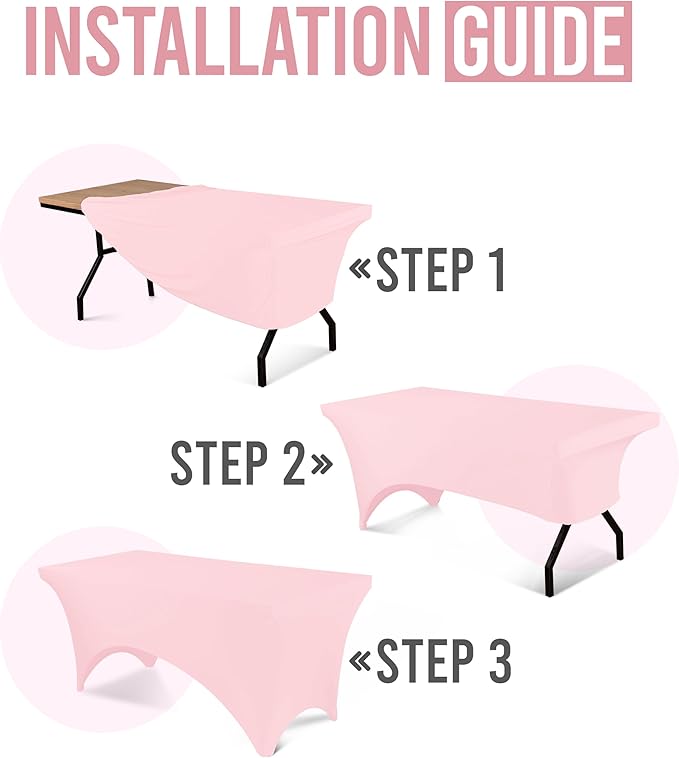 Utopia Kitchen 6FT Spandex Tablecloth [1 Pack, Pink] 200 GSM Stretch, Fitted, Washable and Wrinkle Resistant Table Cloth Rectangle Cover for Trade Shows, Wedding, Parties [72Lx30Wx30H Inch]