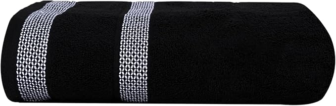 CASA COPENHAGEN Solitaire Mix 6 Pieces Towel Set- White + Jet Black, 600 GSM 2Bath Towel 2Hand Towel 2Washcloth, Designed in Denmark Made of Soft Egyptian Cotton for Bathroom, Kitchen & Shower