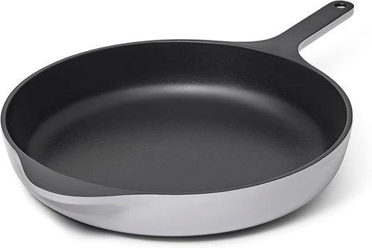 Caraway Cast Iron Skillet - 12” Enameled Cast Iron Pan With 3 Layer Enamel Coating - No Seasoning Required - Compatible With All Stovetops - Free From Forever Chemicals - Gray