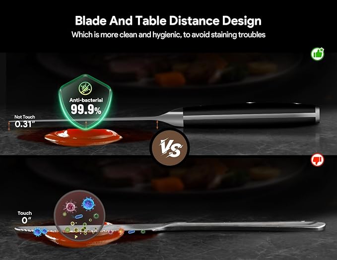 Steak Knives Set of 8 with Drawer Organizer Built-in Sharpener, 4.6 Inch Non Serrated Dinner Knife, Forged German Steel Damascus Pattern Straight Edge Meat Knife with Full Tang Handle, Black