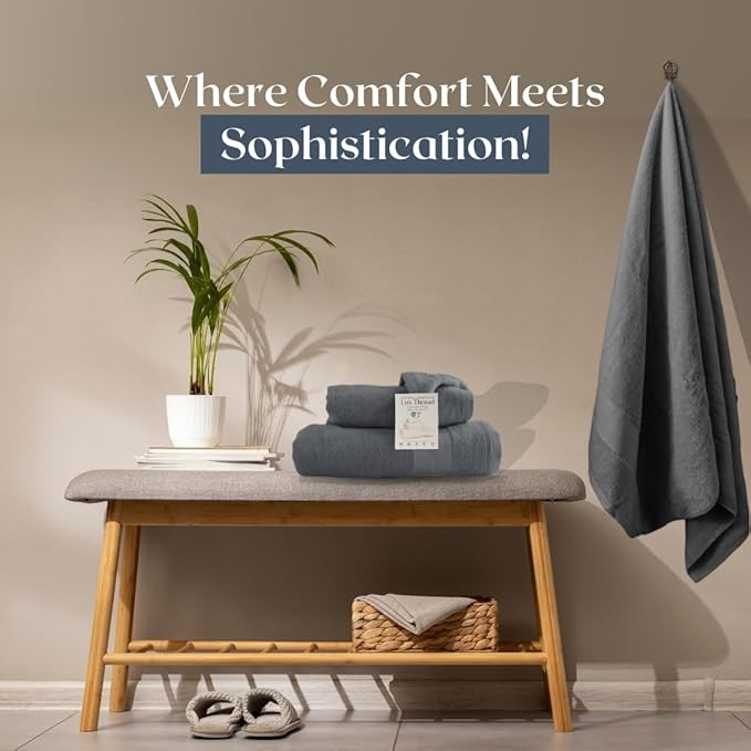 Egyptian Cotton Towel Set - 3 Piece | Ultra Soft 100% 600 GSM Towels | 1 Bath, 1 Hand, 1 Washcloth | Quick Dry, Durable for Bathroom, Home, Spa, Gym | Premium Towel Set (Dark Gray)