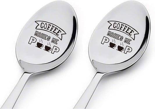 2 Pcs Coffee Makes Me Poop Spoon Funny Gift