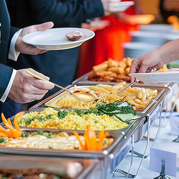 Salad Servers Stainless Steel Salad Serving Set Salad Spoon and Fork Set Kitchen Cooking Utensil Cutlery Gifts Set of 6 (Gold)