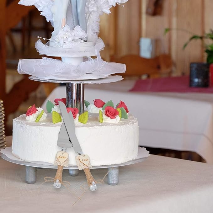 Rustic Love Sign Wedding Cake Knife and Server Set,Wedding Cake Knife Serveing,Pizza Pie Cake Cutter for Parties Weddings Birthdays Anniversaries (love and lace)