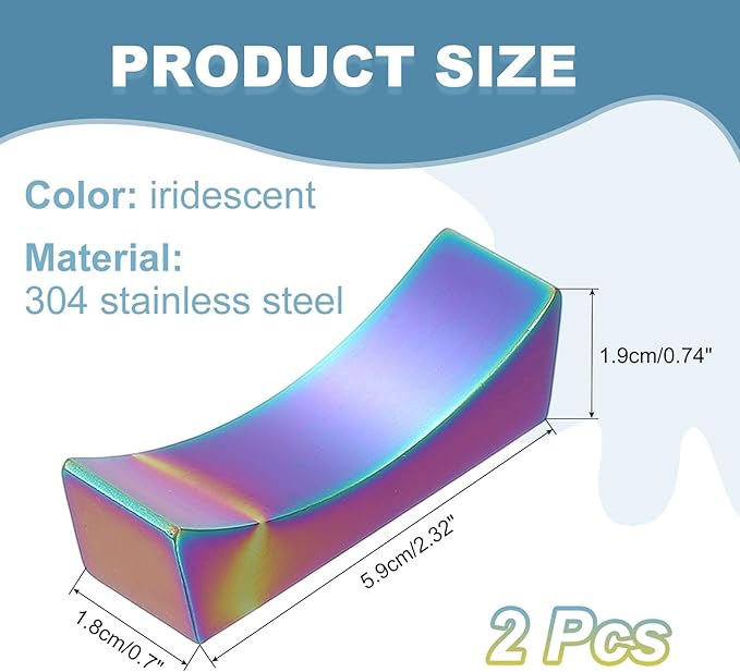 uxcell 2pcs Chopstick Rest, 304 Stainless Steel Chopsticks Holder 2.32" x 0.7" x 0.74", Household Tableware Kitchen Tools for Spoon Fork Teaspoon Dining Tool Rest, Iridescent