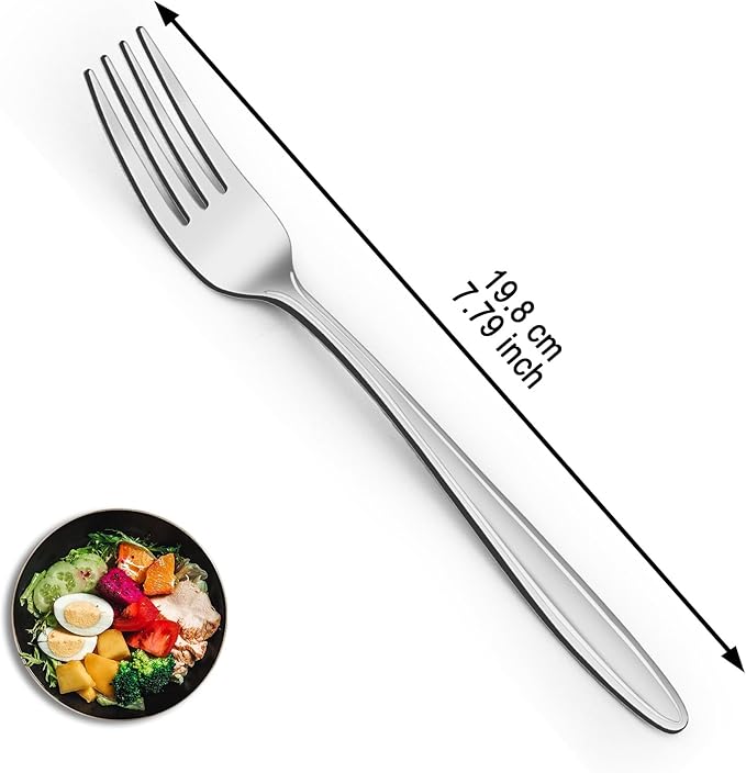 24 Pieces Forks Set (7.8”), Unokit Forks Silverware Set, Stainless Steel Dinner Forks, Table Forks, Metal Forks, Fork Set of 24 for Home/Kitchen & Restaurant,Mirror Polished, Dishwasher Safe