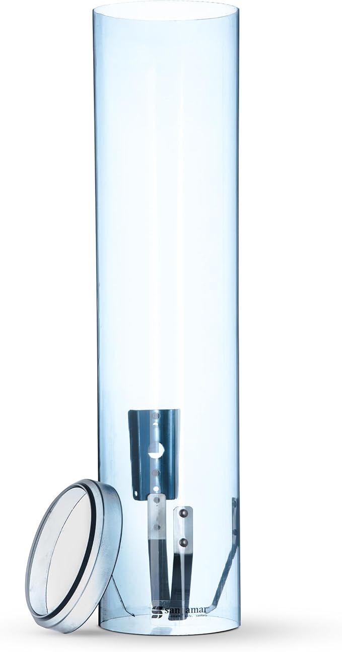 San Jamar Large Pull-Type Cup Dispenser 6-12 Oz. Flat Cups, 4.5 - 7 Oz Cone Cupz with Flip Cap for Restaurants, Home, and Office, Plastic, 16 Inches, Arctic Blue