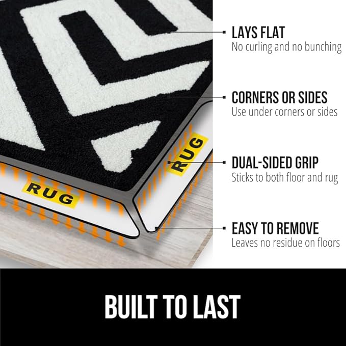 GORILLA GRIP 16 Pc Rug Gripper Pads Keep Area Rugs Corners from Curling, Reusable Double-Sided Stickers Holds Down Carpet in Place, Grips on Tile and Hardwood Floors Helps Prevent Sliding, Home Décor