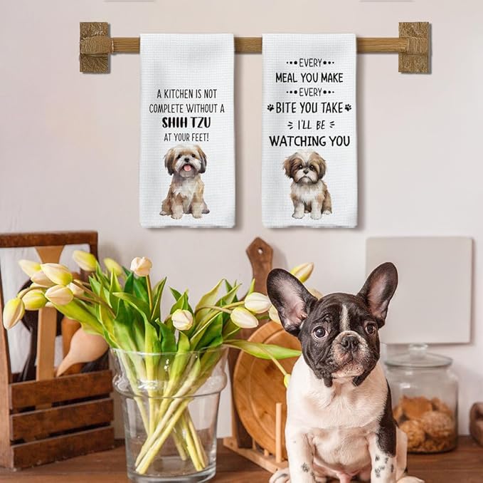 Shih Tzu Dog Gifts Kitchen Towels Set of 2, Shih Tzu Gifts for Women, Shih Tzu Dog Dishcloths Tea Towels Dish Towels for Kitchen, Shihtzu DogHand Towels, DogKitchen Bathroom Decor, 16x24inch