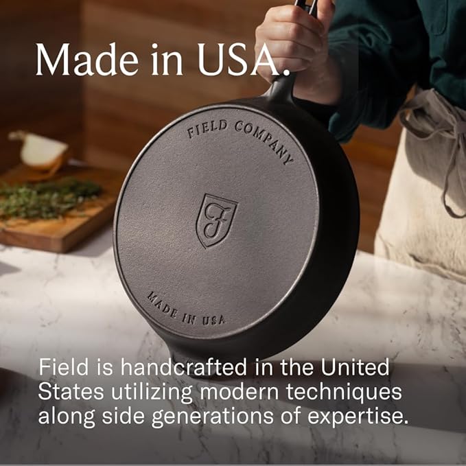 Field Company 10.25-Inch Cast Iron Skillet – Lightweight & Smooth, Made in USA, Pre-seasoned with Organic Oil – Perfect for 2–4 Servings (No.8 Medium)