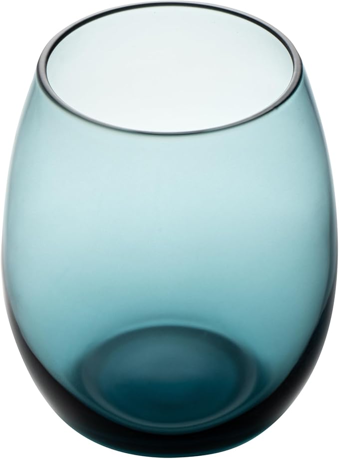 Restaurantware-Vetri 15 Ounce Wine Glasses, 24 Dishwashable Stemless Wine Glasses - No Lead, Durable, Blue Glass Cups, For Home, Bar, Or Restaurant, Serve Merlot, Chardonnay, Or Bordeaux