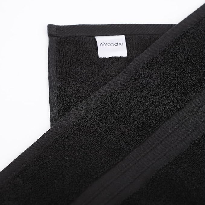 6 Pack Cotton Towel Set - Extra Soft & Absorbent - 100% Cotton, Hotel Quality and Fluffy Include 2 Bath Towel (28" x 56"), 2 Hand Towel (16"x28") and 2 Wash Cloths (12"x12") - Black