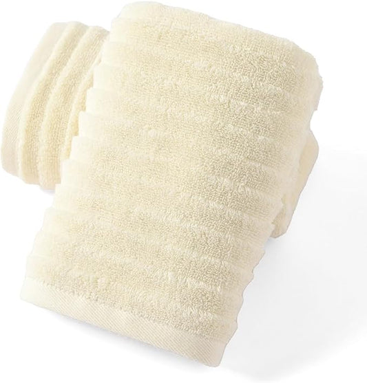 sense gnosis Beige Hand Towel Set of 2 Ladder Striped Design Soft Quick Dry Absorbent 100% Cotton Hand Towel for Bathroom Decorative 13 x 29 Inch