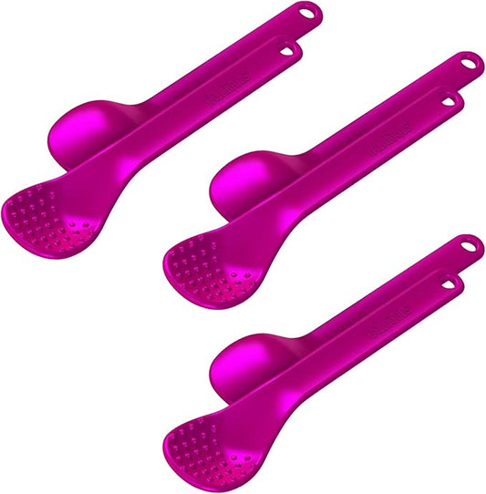 TalkTools Wee Bumpy Magenta Spoons | Provides oral awareness during feeding | Encourages lip closure | Normalize acceptance of foods with a variety of textures (Wee Bumpy, 6 Pack)