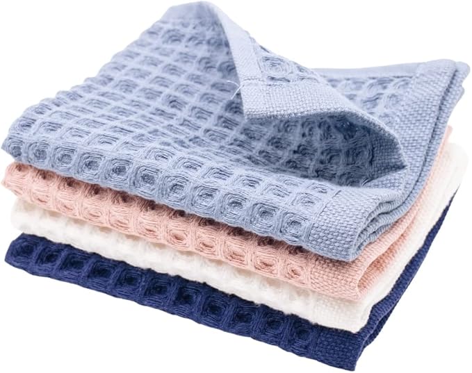 sea me at home Waffle Washcloths Set, 100% Turkish Cotton (Mixed)
