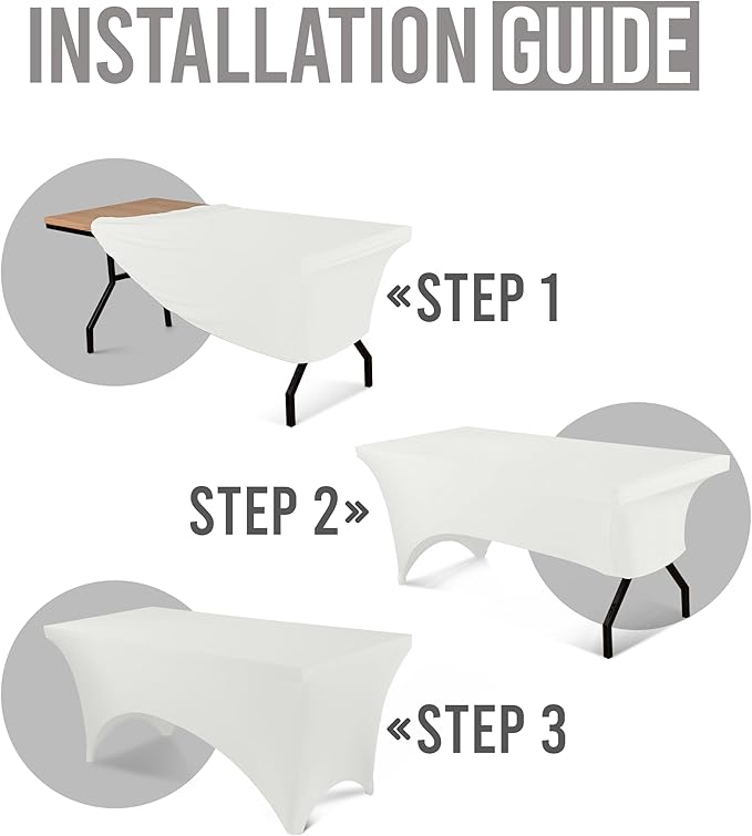 Utopia Kitchen 6FT Spandex Tablecloth [1 Pack, White] 200 GSM Stretch, Fitted, Washable and Wrinkle Resistant Table Cloth Rectangle Cover for Trade Shows, Wedding, Parties [72Lx30Wx30H Inch]