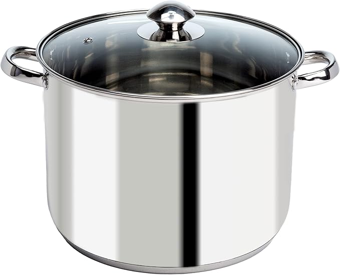 Ecolution Stainless Steel Stock Pot, Encapsulated Induction Ready Cooking Pot with Glass Lid, Oven Safe, Dishwasher Safe Soup Pot, 8-Quart
