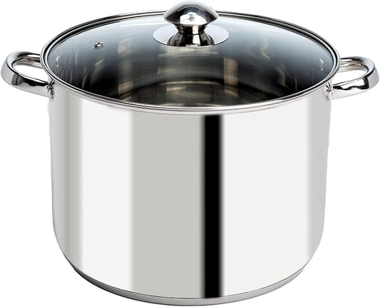 Ecolution Stainless Steel Stock Pot, Encapsulated Induction Ready Cooking Pot with Glass Lid, Oven Safe, Dishwasher Safe Soup Pot, 8-Quart