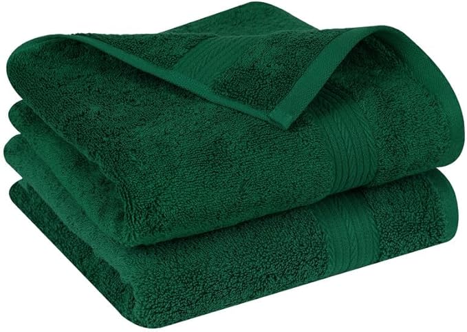 Ample Decor Hand Towels 18 X 28 Inch 600 GSM 100% Cotton, Premium Soft Absorbent - 2 Pcs - Christmas Green