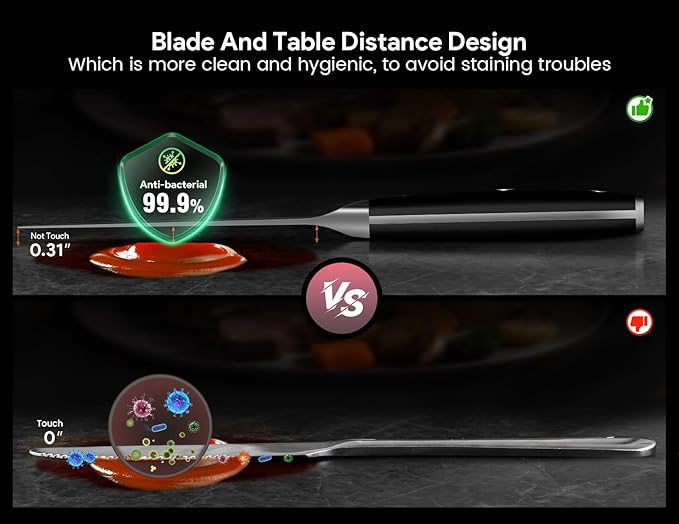 Steak Knives Set of 8, 4.5 Inch Non Serrated Dinner Knife, Forged German Steel Damascus Pattern Straight Edge Meat Knife with Full Tang Handle, Dishwasher Safe, Ideal for Gift