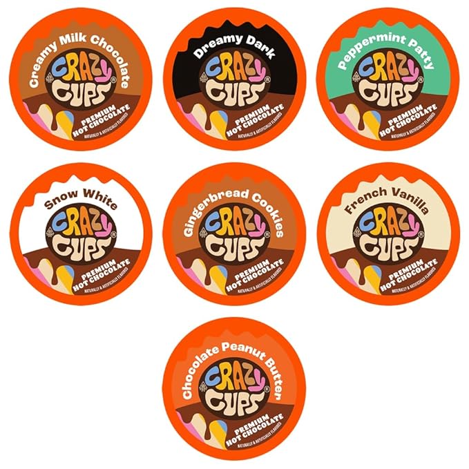 Crazy Cups Premium Hot Chocolate Single Serve Cups for Keurig K Cup Brewers, Variety Pack Sampler, 30 count