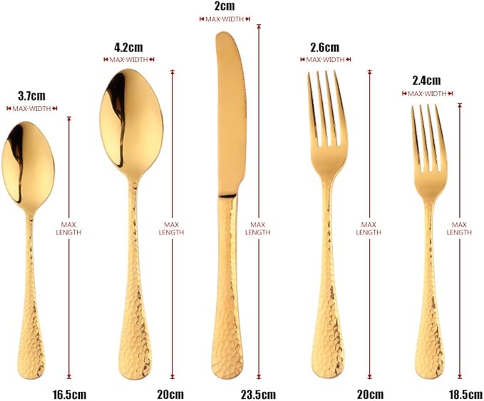 20-Piece Gold Plated-Flatware Silverware Set, Bisda Stainless Steel Cutlery Sets, Multipurpose Use for Home, Kitchen, Restaurant, Hotel Tableware Utensil Service for 4