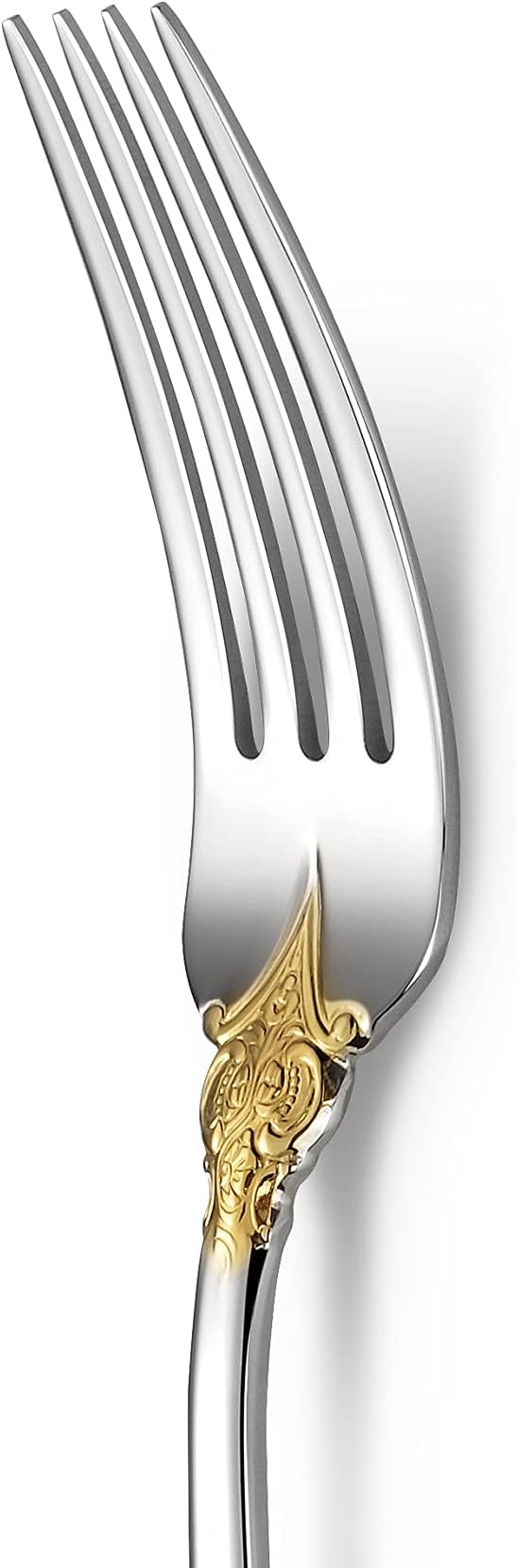 KEAWELL Luxury Dinner Fork, Set of 4, 18/10 Stainless Steel, 8 Inches, Dishwasher Safe, Mirror Polished, Silverware Fork Set (Gold Accent)