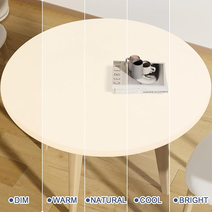 Round Spandex Tablecloth, Elastic Fitted Waterproof Tablecloths for 36"-44" Tables, Stretch Washable Picnic Table Cover for Camping, Dining, Indoor and Outdoor, Beige