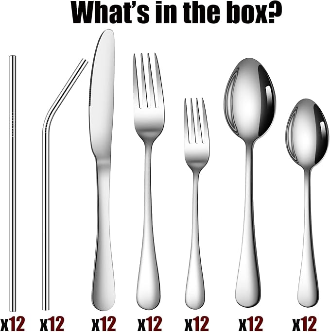 84 Pieces Silverware Service for 12 Flatware Set Stainless Steel Utensils Cutlery Set Dishwasher Safe