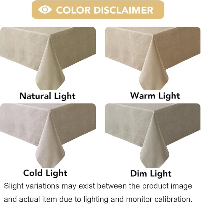 H.VERSAILTEX Linen Textured Table Cloths 60 x 120 Inch Premium Solid Tablecloth Spill-Proof Waterproof Table Cover for Dining Buffet Feature Extra Soft and Thick Fabric Wrinkle Free, Taupe