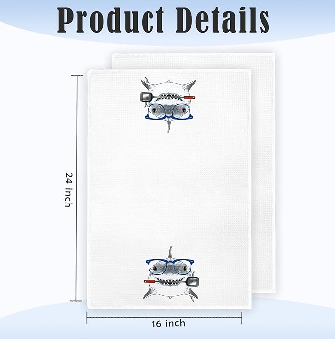 Shark Hand Towels,Kitchen Decor,Beach Towels,Coastal Beach Kids Bathroom Decor,Funny Shark Lovers Gifts 16x24 Inch