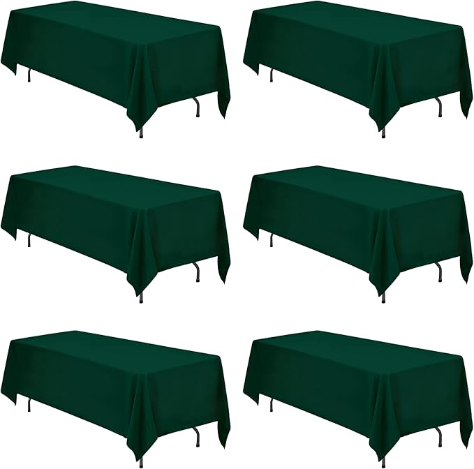 BRILLMAX 6 Pack Hunter Green Tablecloths 70 x 120 Inch for 6ft or 8ft Rectangle Tables - Rectangular Bulk Linen Polyester Fabric Washable Cloth Cover for Wedding Reception Banquet Birthday Party