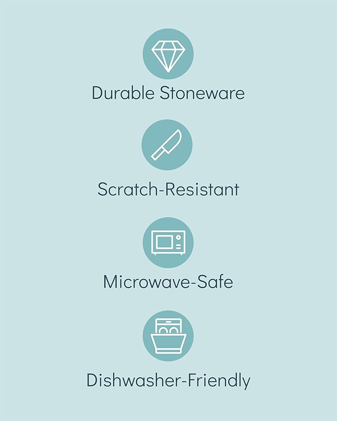 Stoneware Dinnerware Set for 4 People HYGGE 16-Piece - Elegant Scandi Design - Premium Dish Set - Bowl and Plate Set - Tableware for 4 People in a Ribbed Design - Pure Living in Green