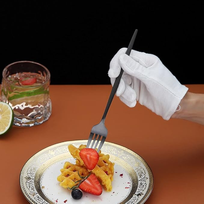 Matt Black 6 Piece Dinner Forks, 8.4'' Stainless Steel Silverware Set, Dessert, Salad, Table Forks for Home, Kitchen or Restaurant, Dishwasher Safe