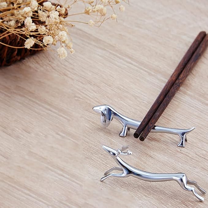 Zinc Alloy Chopstick Holder,Chopstick Rest Spoon Stand Knife Fork Holder,Set of 4 (Deer）