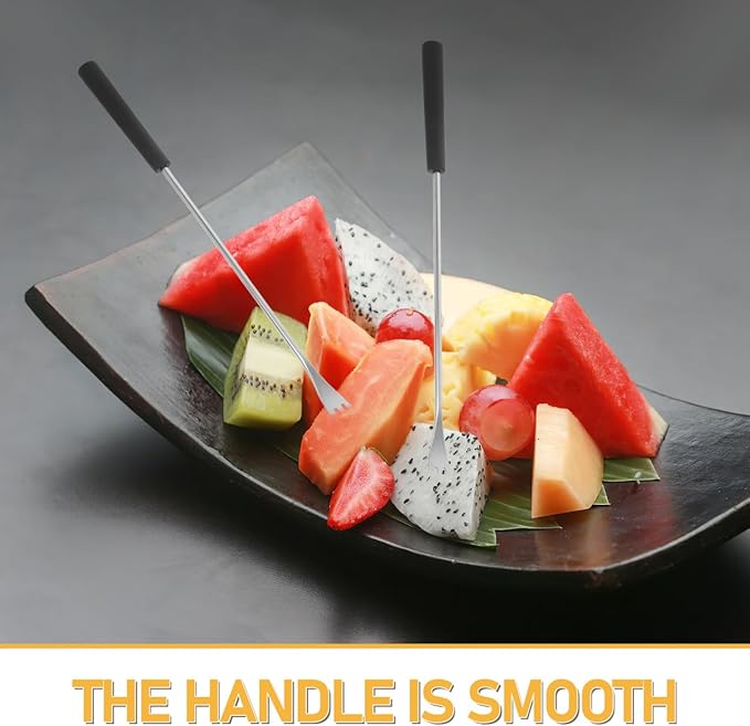 Kichvoe 12Pcs Stainless Steel Fondue Forks - Long Handle Chocolate Forks, Cheese Fondue Dipping Tool, Fruit Dessert Sticks for Chocolate Fountain, Bbq, Marshmallows, and Cheese, 10.23inch