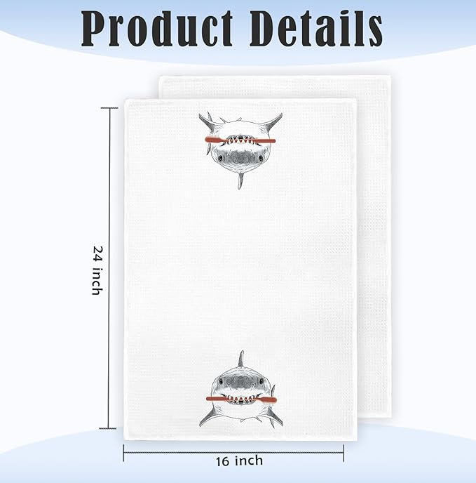 Shark Hand Towels,Toddler Bathroom Decor,Beach Towels,Coastal Beach Kids Bathroom Decor,Funny Shark Lovers Gifts 16x24 Inch
