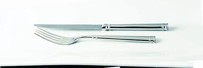 Fortessa Bistro 18/10 Stainless Steel Flatware Solid Handle Table Knife, Set of 12, Silver