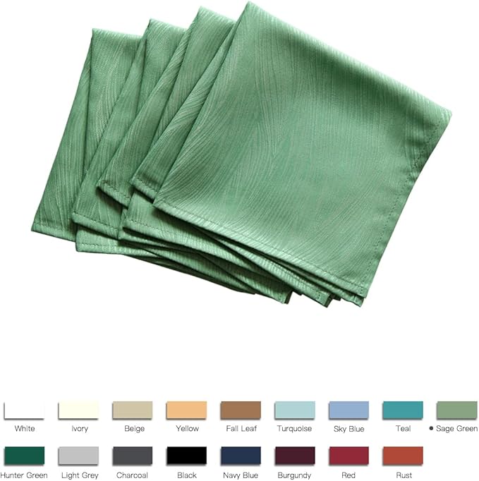 maxmill Jacquard Cloth Napkins 20 x 20 Inch Swirl Pattern Soft Comfortable and Luxury Serviette for Family Dinners Weddings Parties and Banquets Set of 4 Pieces Sage Green