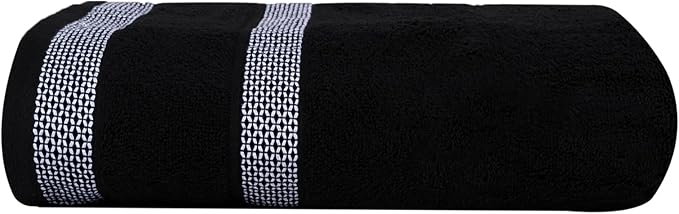 CASA COPENHAGEN, Solitaire, 600 GSM, 27x55 Inches Large Bath Towels, Set of 4 Towels, Super Soft and Absorbent, Egyptian Cotton Towels for Bathroom & Shower - Jet Black