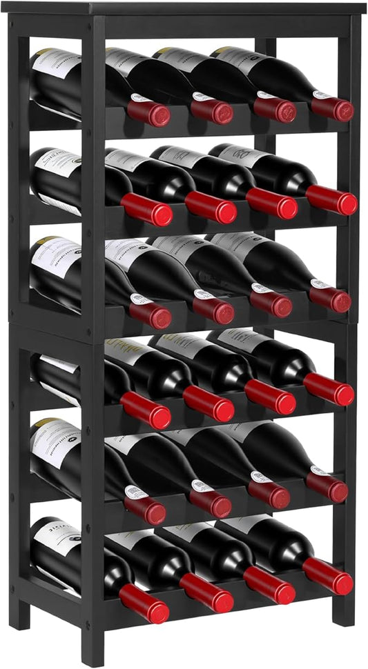 VEVOR 24 Bottle Detachable Wine Rack, 6-Tier Wine Bottle Holder, Freestanding Floor Display Wine Storage Shelves with Table Top, for Kitchen,Cellar,Bar,Dining Room,Living Room, Black