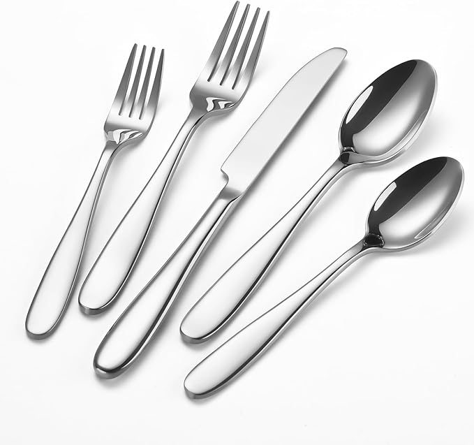 40-Piece Silverware Set, Flatware Set for 8, Food-Grade Stainless Steel Tableware Cutlery Set, Mirror Finished Utensil Sets for Home Restaurant, Forks Spoons and Knives Set, Dishwasher Safe
