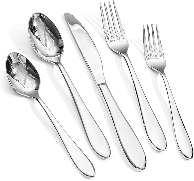 KINGSTONE 20-Piece Silverware Set for 4,18/10 Premium Stainless Steel Flatware Set, for Home, Restaurant, Wedding and Party Use, Mirror-Polished Cutlery Set, Dishwasher Safe.