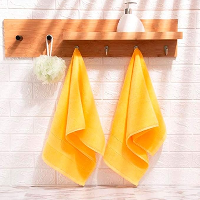 Lchkrep Bathroom Hand Towels (14x30 inch), Home Soft Cotton Super Soft Highly Absorbent Hand Towel for Bath, Hand, Face, Gym and Spa,(Yellow 2 Pack)