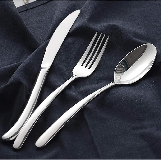 HaWare Heavy Duty Silverware Set, 40-Piece Stainless Steel Flatware Cutlery for 8, Modern & Elegant Design Includes Knives/Forks/Spoons, Mirror Polished and Dishwasher Safe