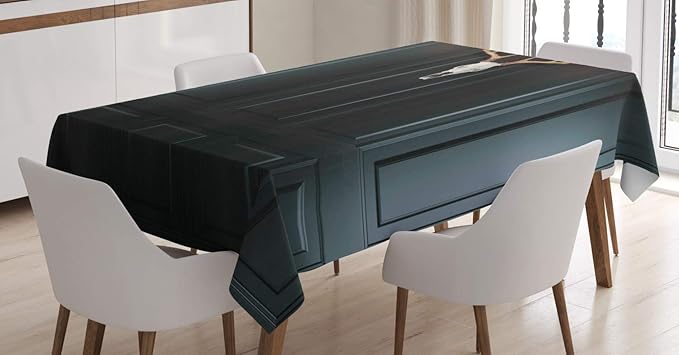 Ambesonne Antlers Tablecloth, Deer Skull with Horns on a Wooden Wall Penal Hunting Interior View Cabin Image, Rectangular Table Cover for Dining Room Kitchen Decor, 60" X 90", Grey Brown